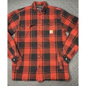 Carhartt Mens M Relaxed Fit Flannel Sherpa Lined Shirt Jacket 105939 R81 Plaid